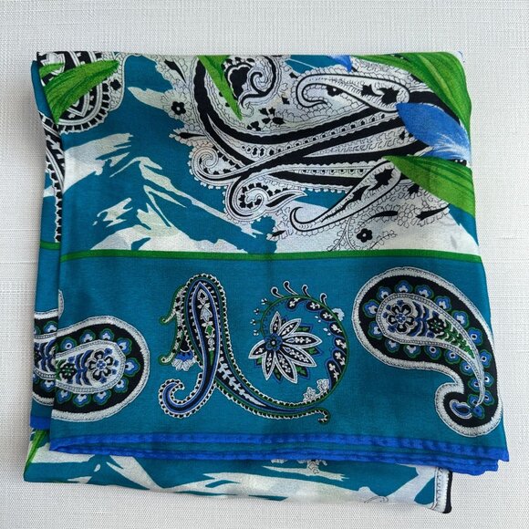 Oscar de la Renta Vintage Silk Floral Scarf 30" 1980s - Picture 7 of 10